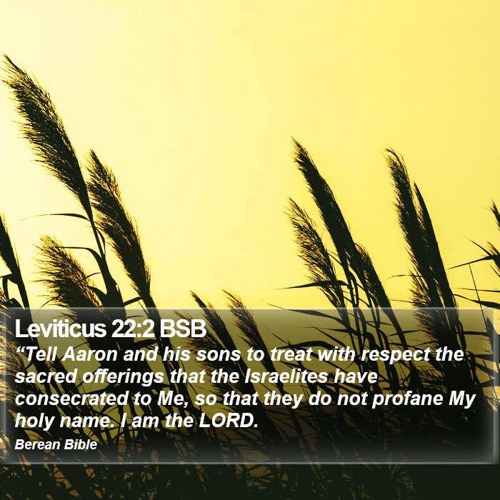 Leviticus 22:2 BSB Bible Study