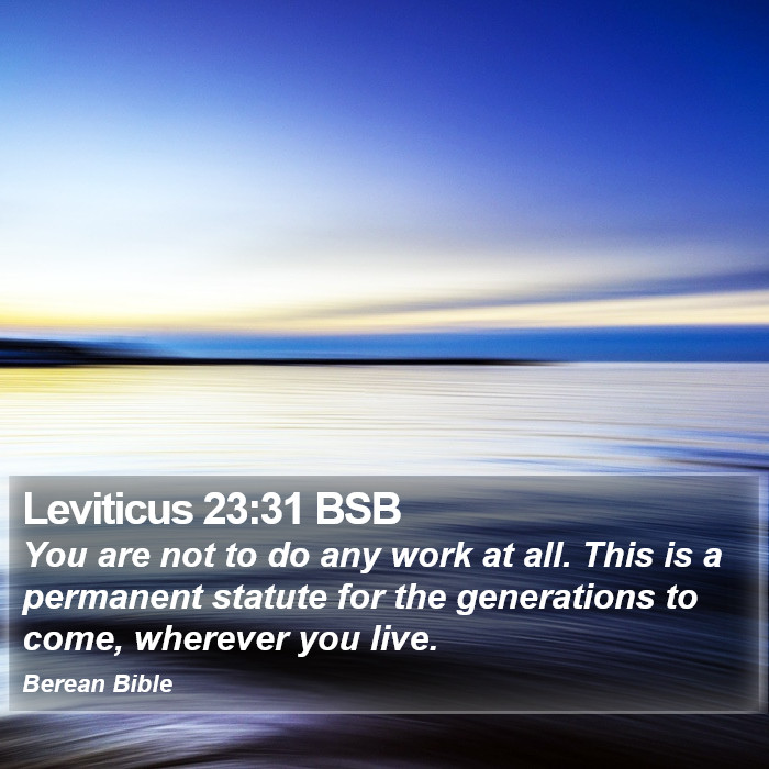 Leviticus 23:31 BSB Bible Study