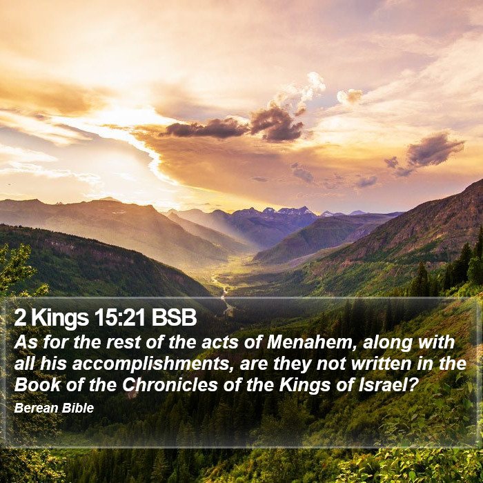 2 Kings 15:21 BSB Bible Study