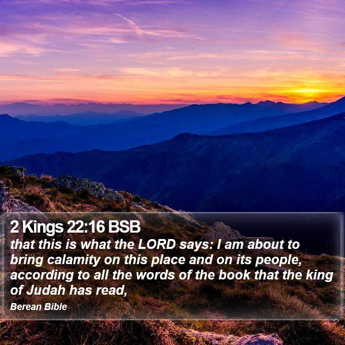 2 Kings 22:16 BSB Bible Study