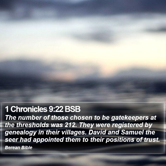 1 Chronicles 9:22 BSB Bible Study