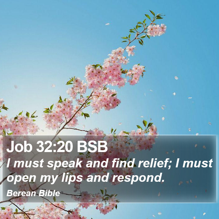 Job 32:20 BSB Bible Study