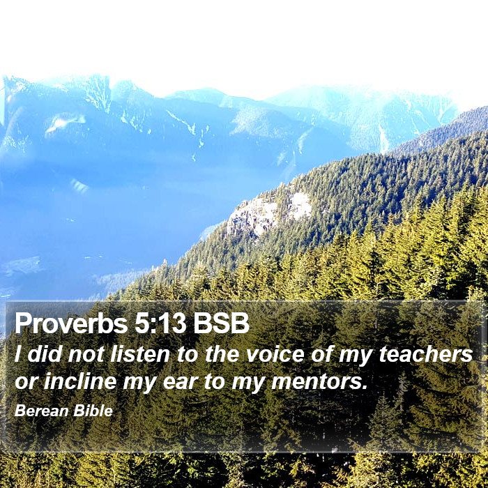 Proverbs 5:13 BSB Bible Study