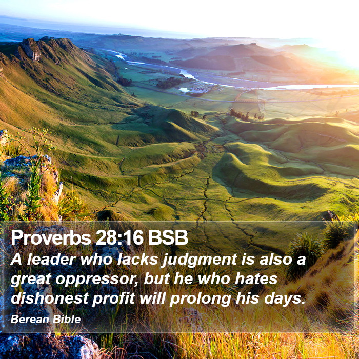 Proverbs 28:16 BSB Bible Study