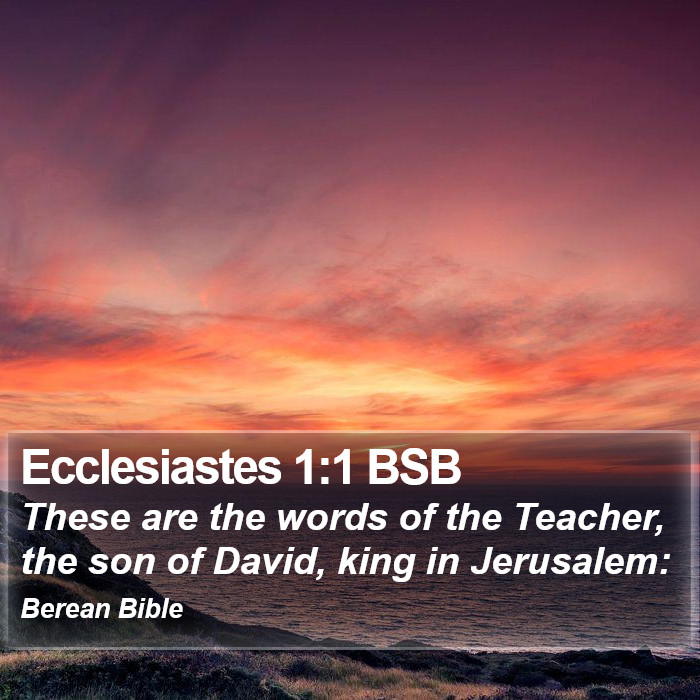 Ecclesiastes 1:1 BSB Bible Study