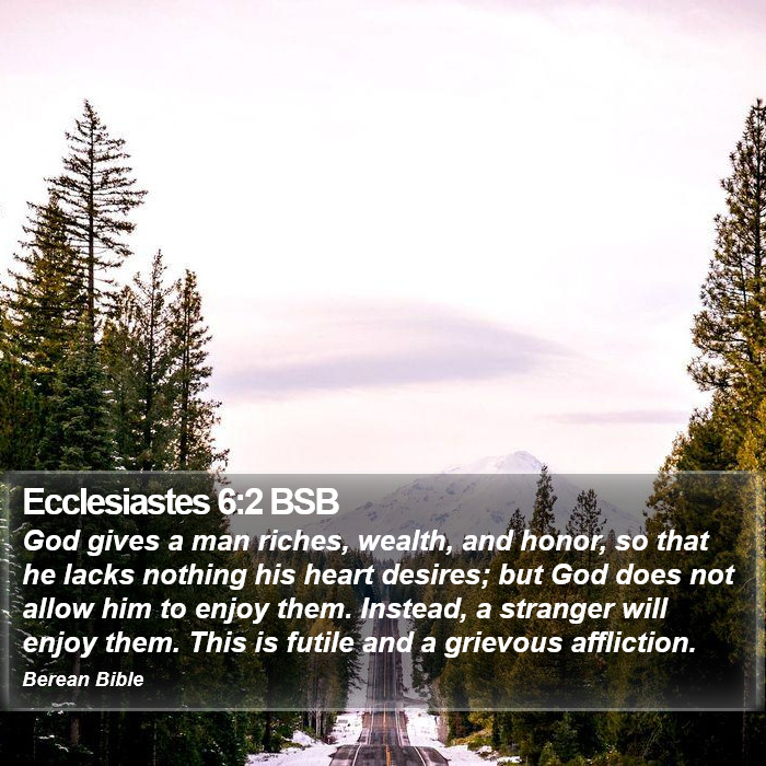 Ecclesiastes 6:2 BSB Bible Study