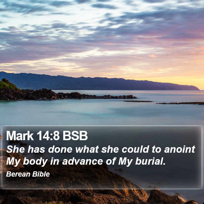 Mark 14:8 BSB Bible Study