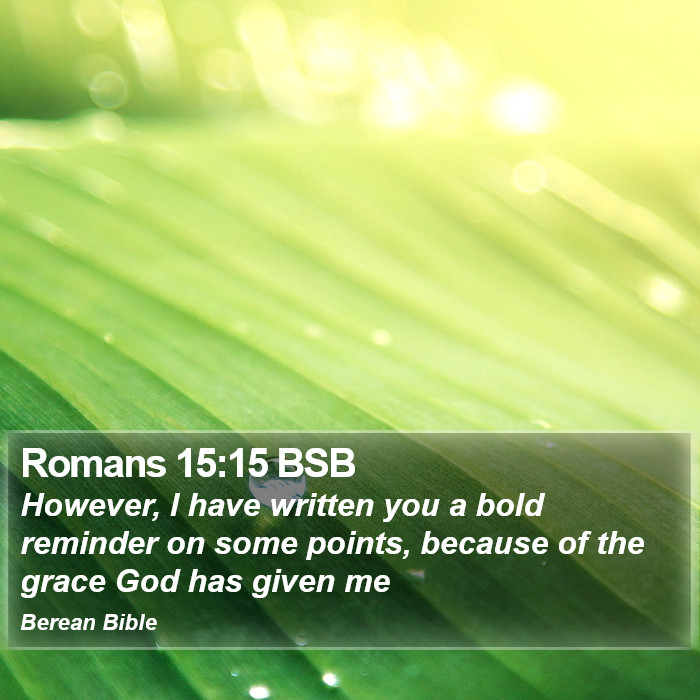 Romans 15:15 BSB Bible Study