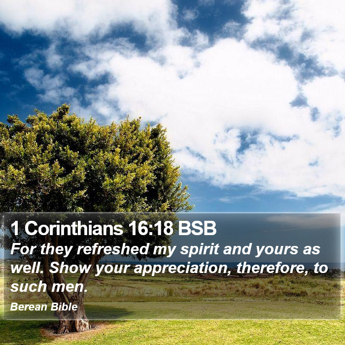 1 Corinthians 16:18 BSB Bible Study